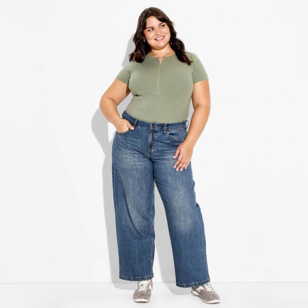 Women's Low-Rise Baggy Curvy Jeans - Wild Fable Dark Wash 12